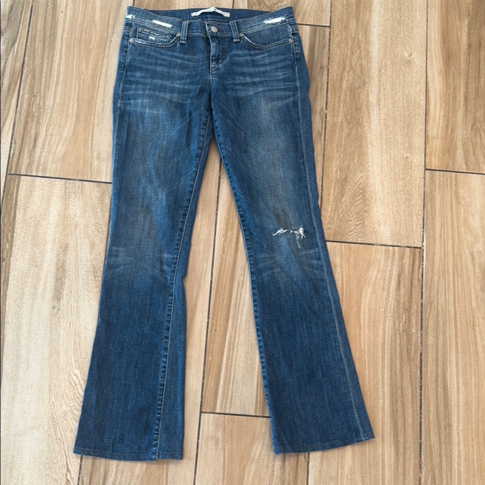 Joe's Jeans Blue Flare Wide Leg Denim with Distressed Details
